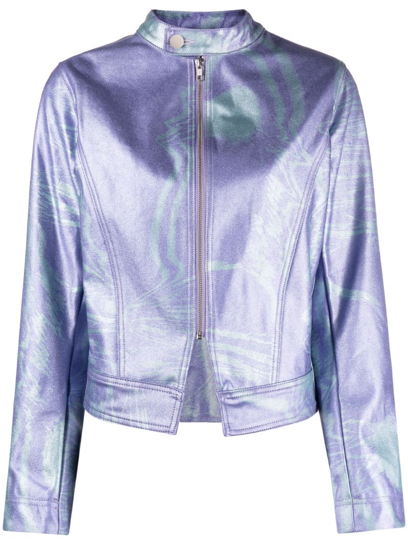 Purple Metallic Racing Cotton Jacket