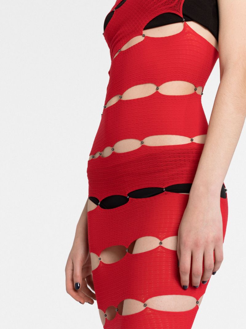 Red Spiral Cut-out Maxi Dress
