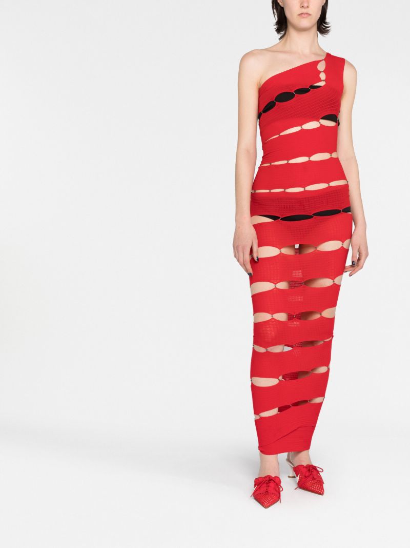 Red Spiral Cut-out Maxi Dress