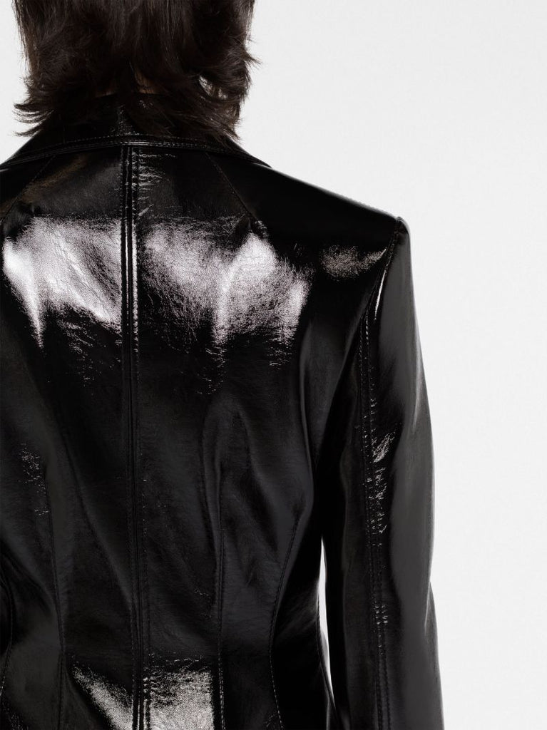 Black Faux Leather Coat