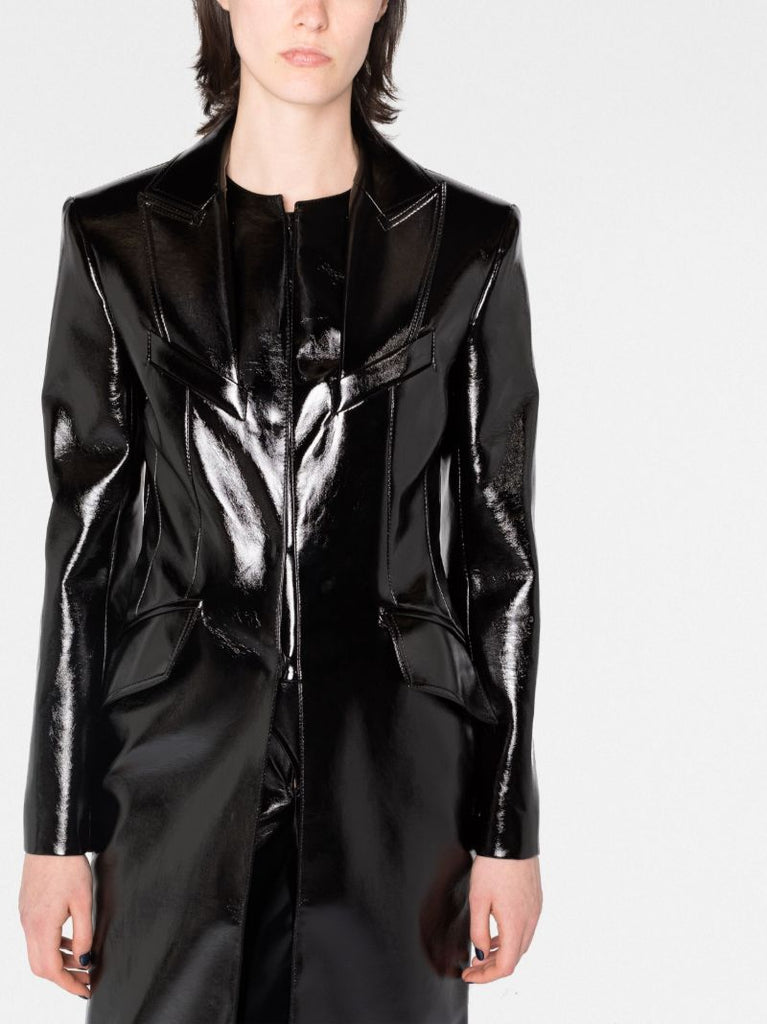 Black Faux Leather Coat