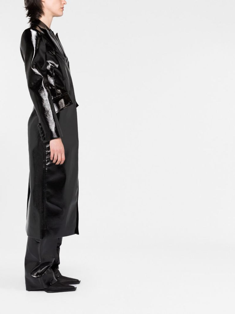 Black Faux Leather Coat