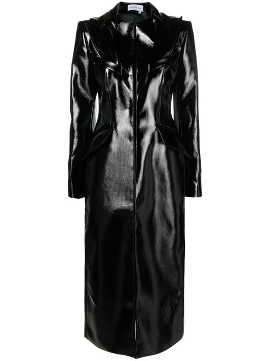 Black Faux Leather Coat