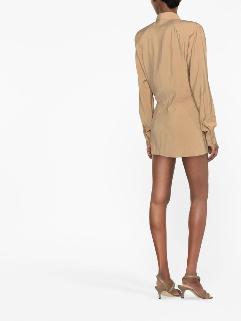 Neutral Shirt Mini Dress