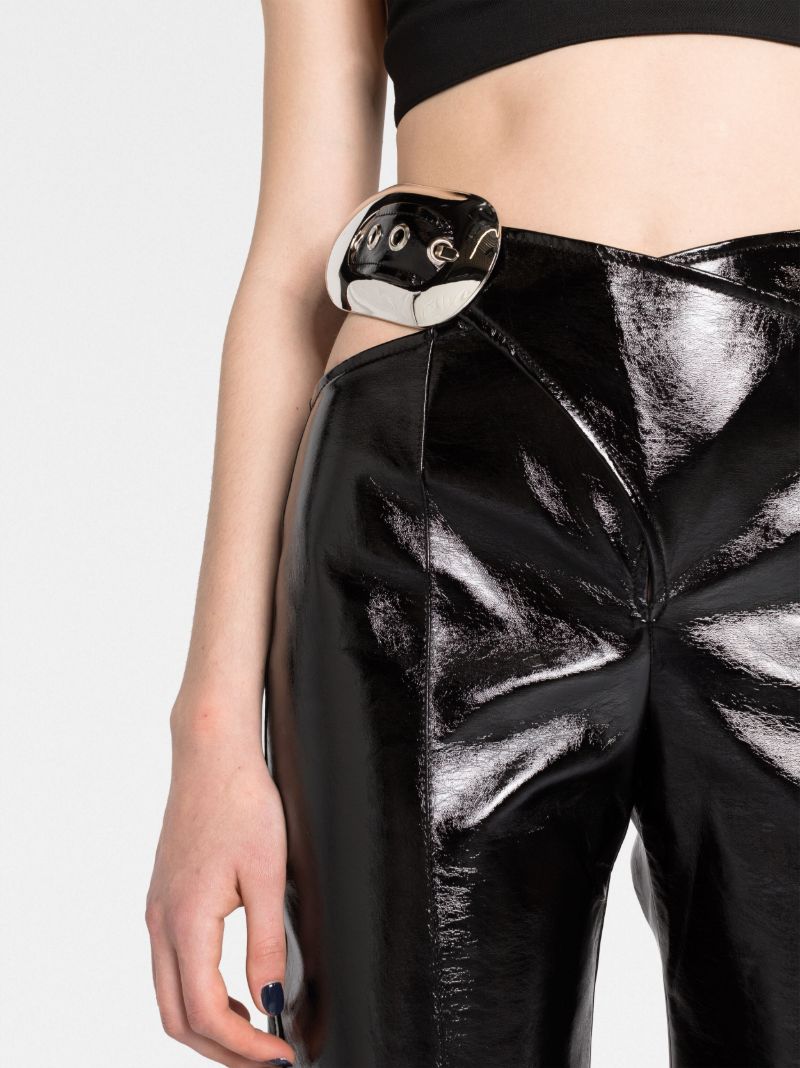 Black Cut-out Vinyl Trousers
