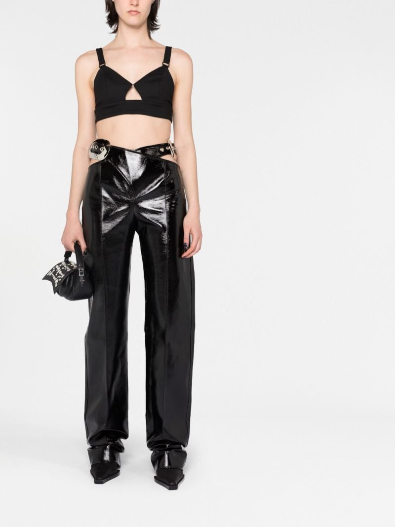 Black Cut-out Vinyl Trousers