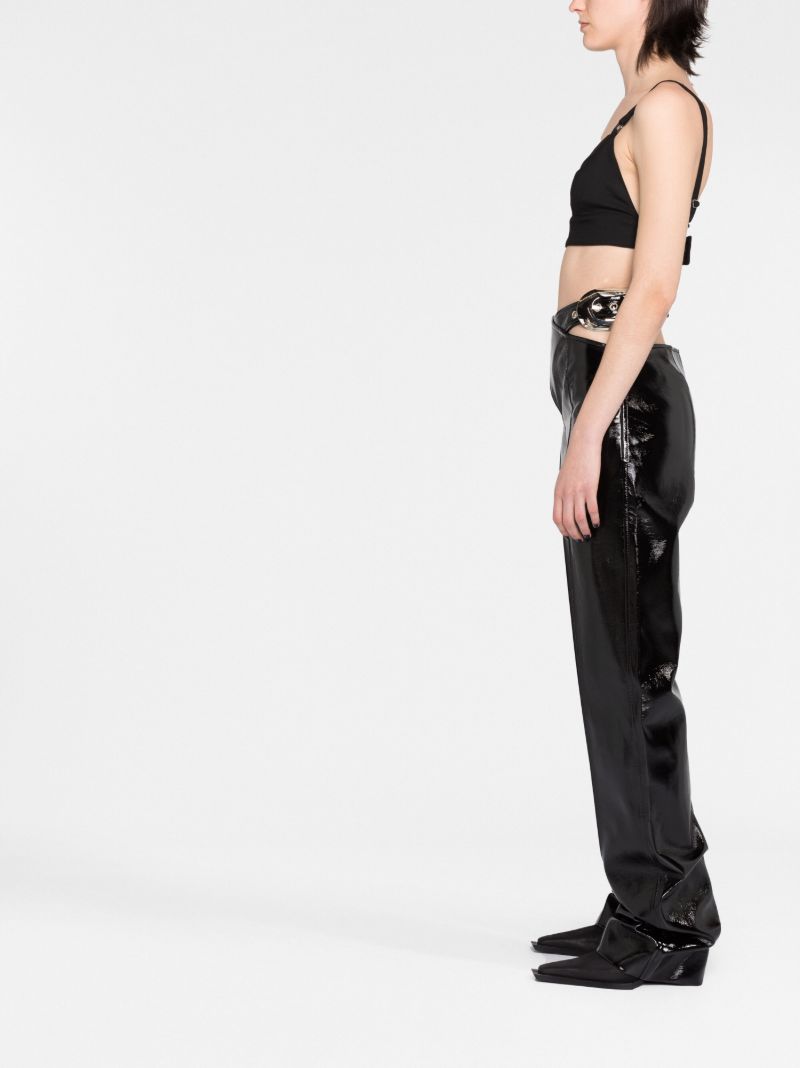 Black Cut-out Vinyl Trousers