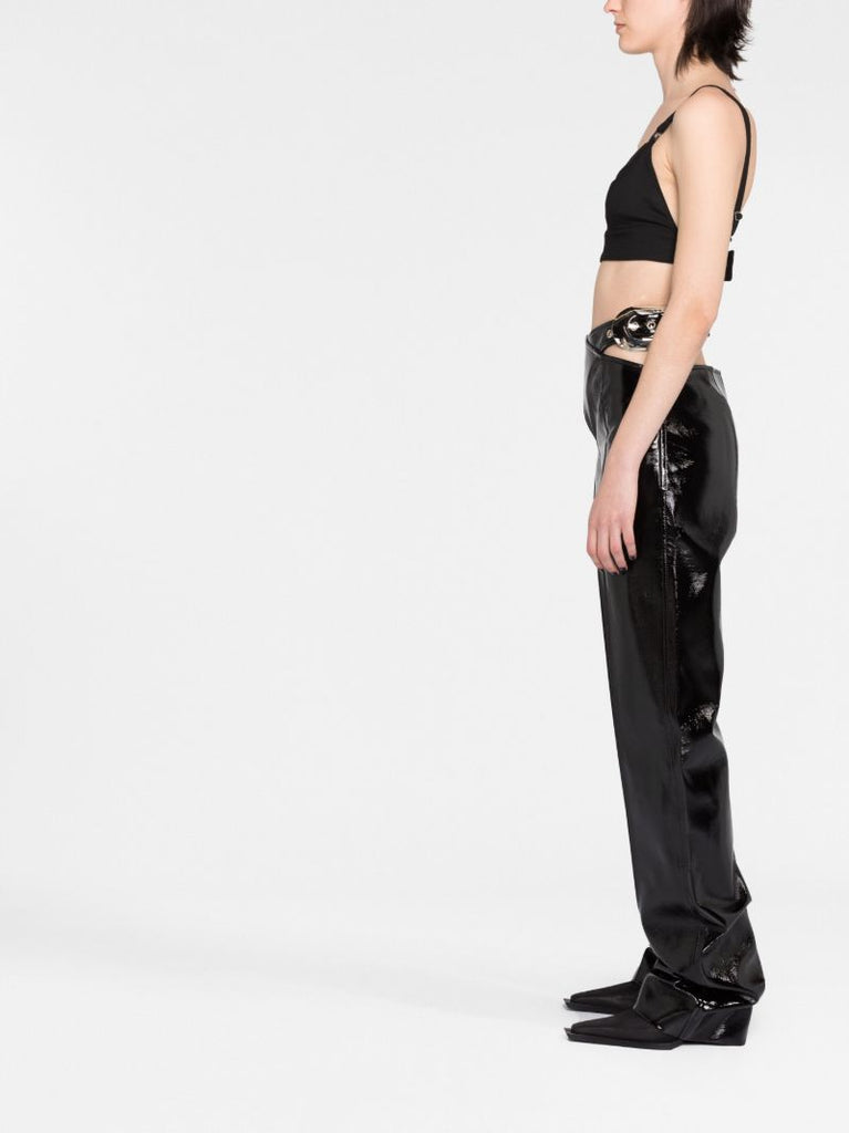 Black Cut-out Vinyl Trousers