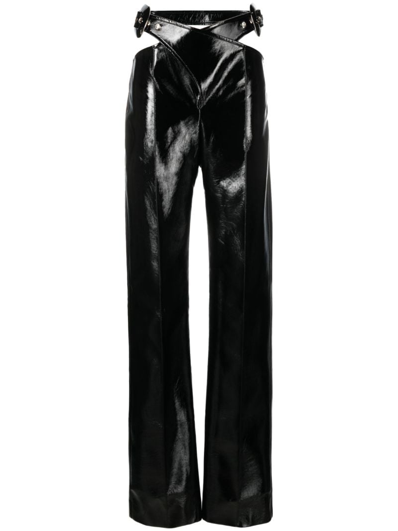 Black Cut-out Vinyl Trousers