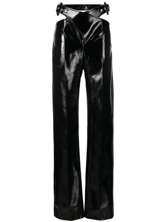 Black Cut-out Vinyl Trousers