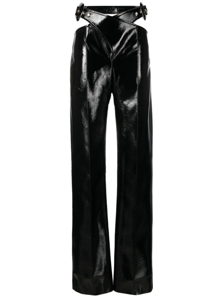 Black Cut-out Vinyl Trousers
