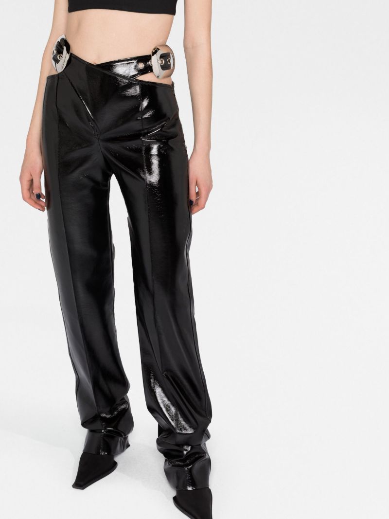 Black Cut-out Vinyl Trousers