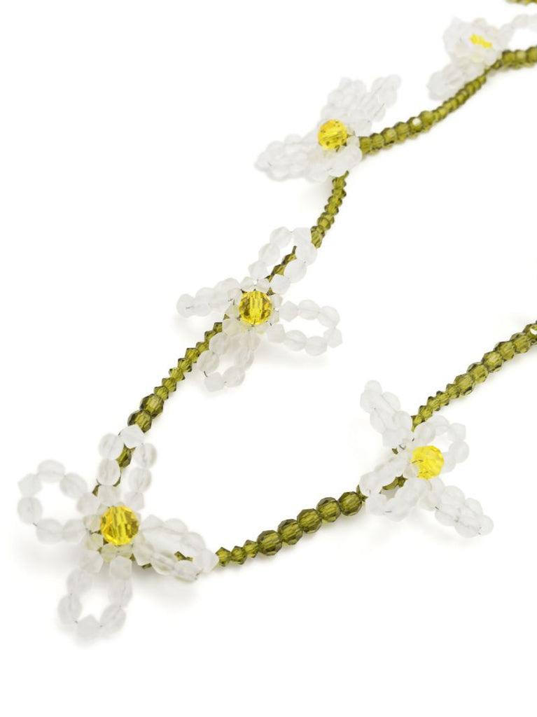 White Beaded Daisy Necklace