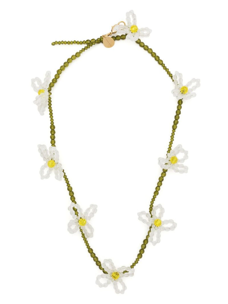 White Beaded Daisy Necklace