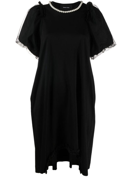 Black Pearl-embellished T-shirt Dress
