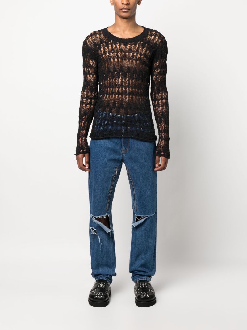 Blue Distressed Effect Jeans
