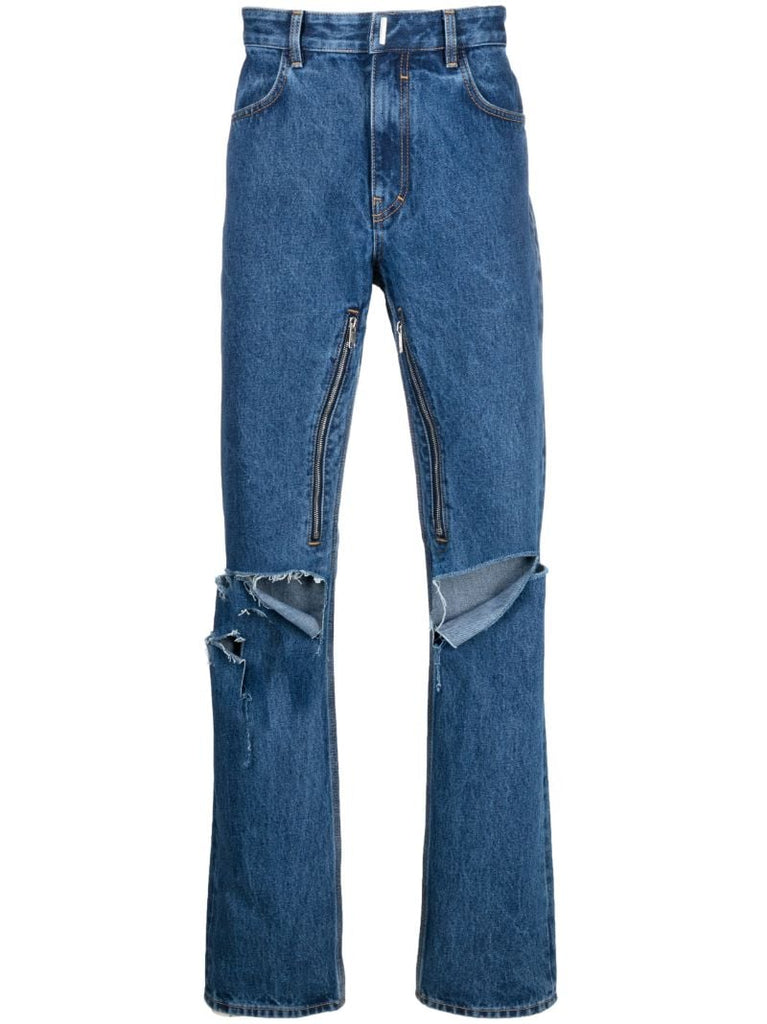 Blue Distressed Effect Jeans