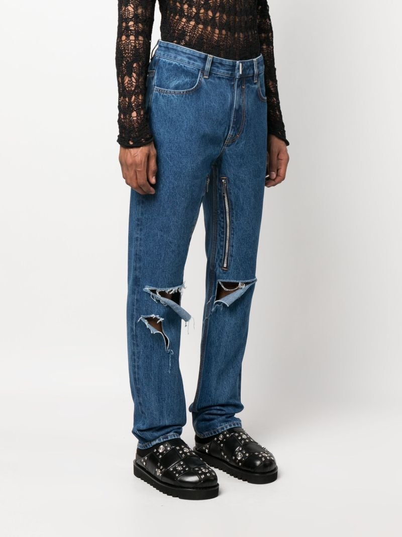 Blue Distressed Effect Jeans