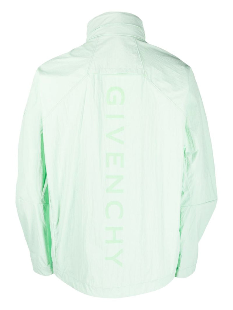 Green Logo Print Windbreaker