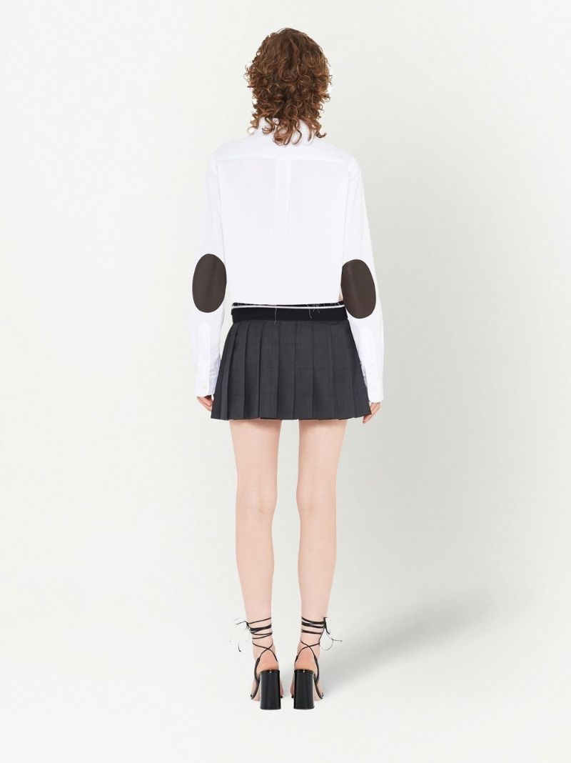 Grey Pleated Wool Mini Skirt