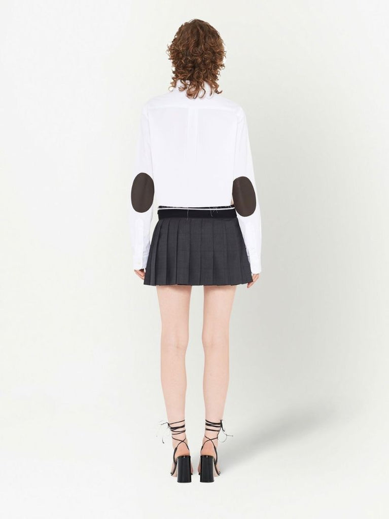 Grey Pleated Wool Mini Skirt