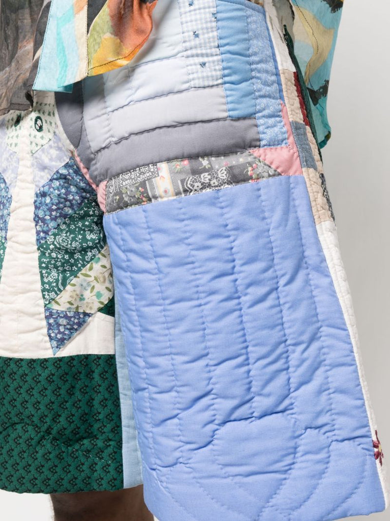 Blue Quilted Blanket Shorts