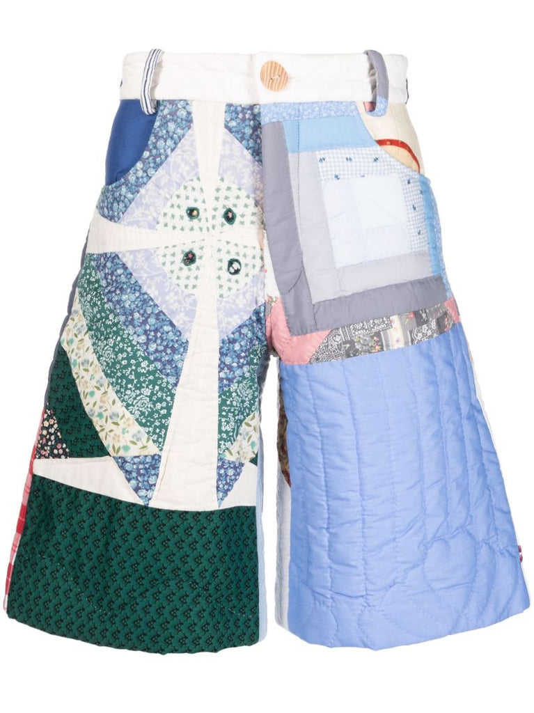 Blue Quilted Blanket Shorts