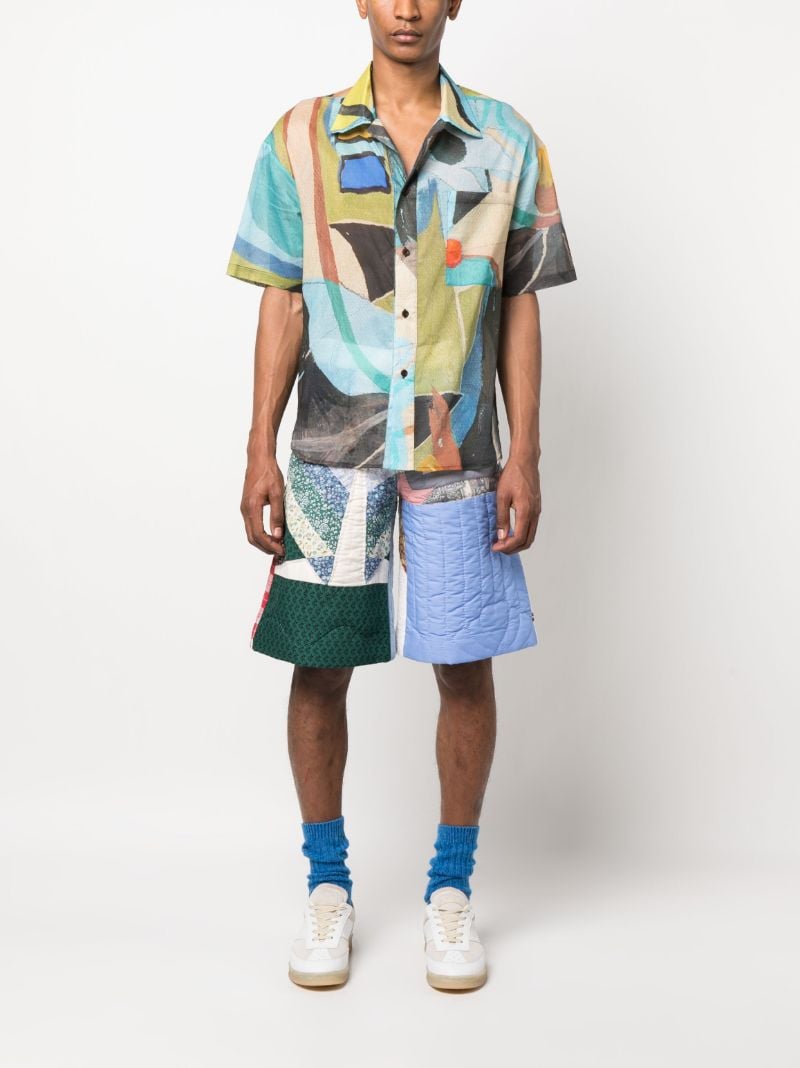 Blue Quilted Blanket Shorts
