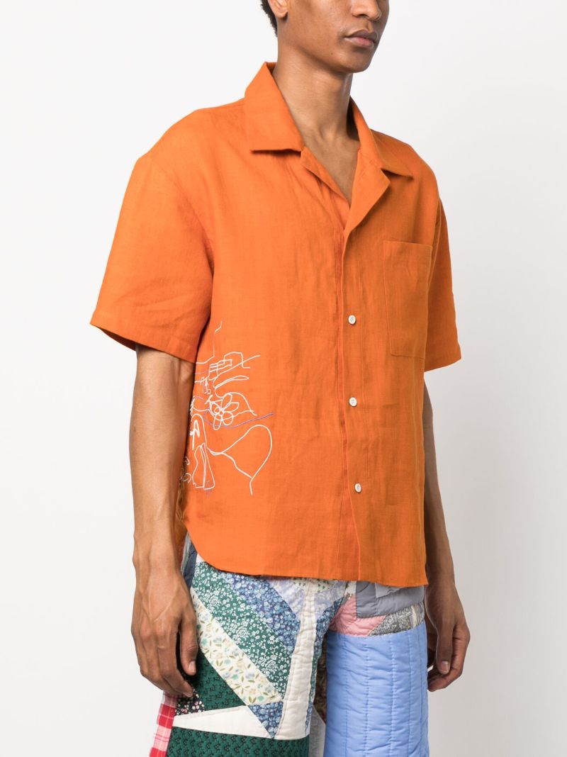 Orange Embroidered Short Sleeve Shirt