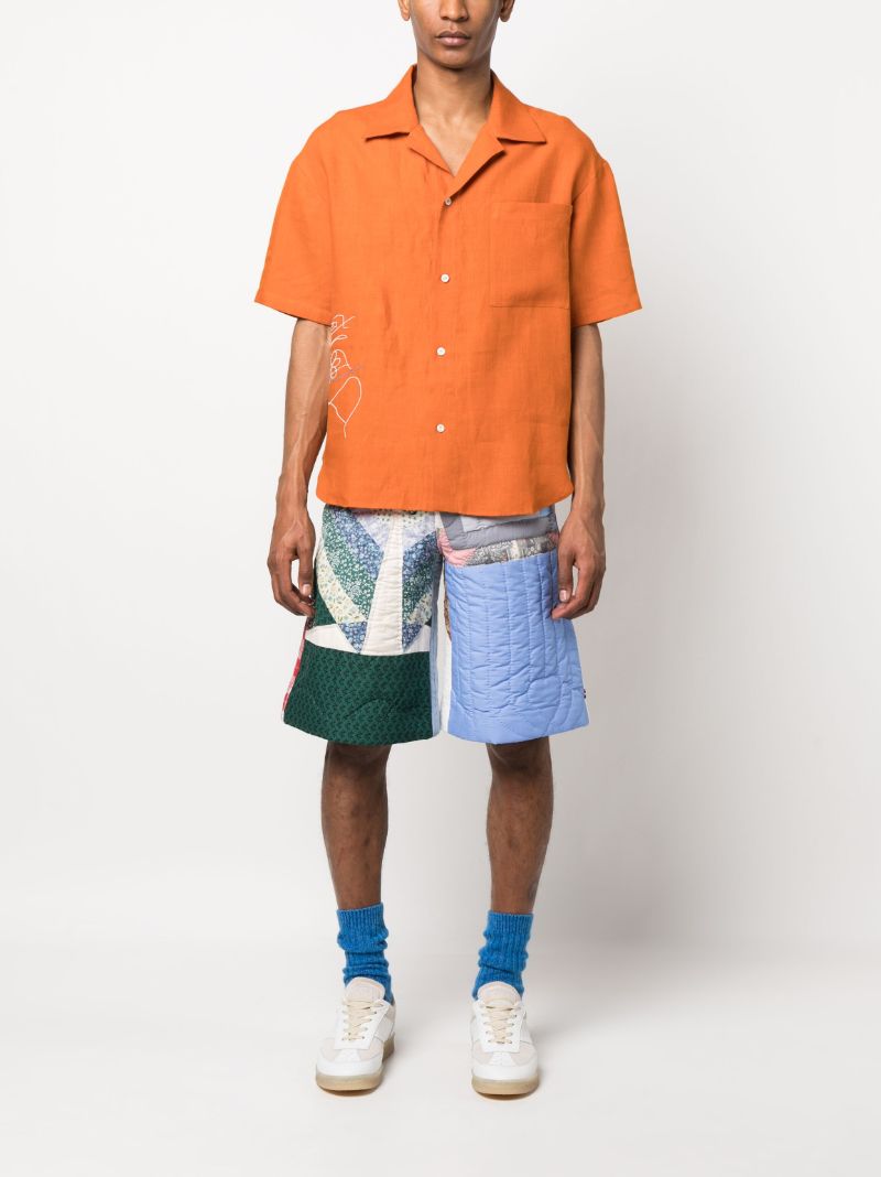 Orange Embroidered Short Sleeve Shirt