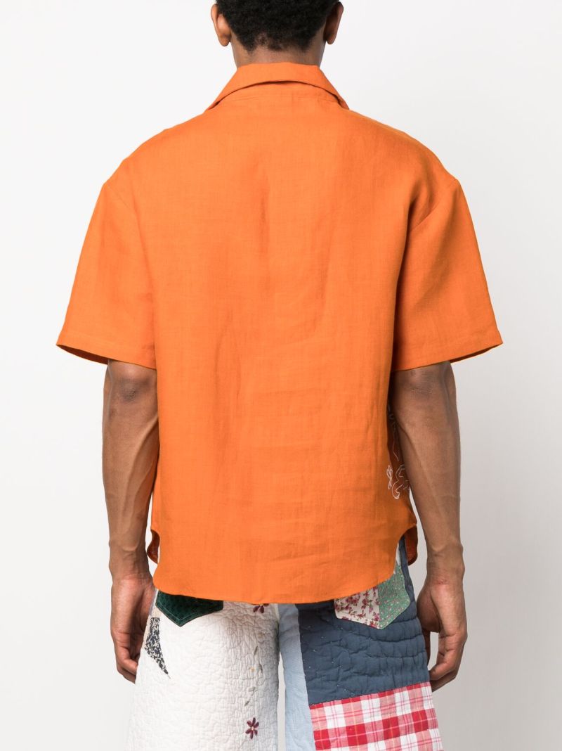 Orange Embroidered Short Sleeve Shirt