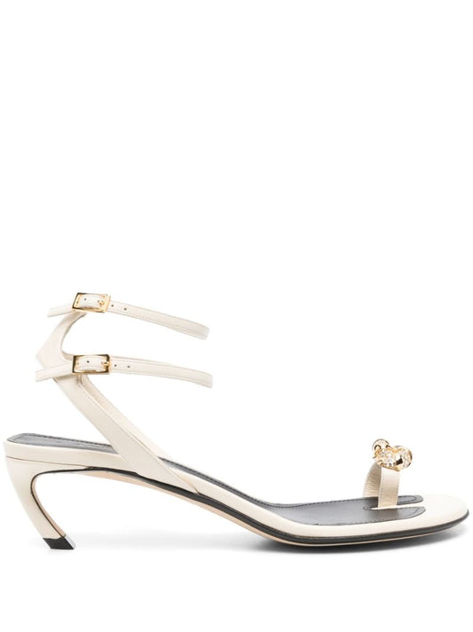 White 45 Crystal-embellished Buckled Sandals