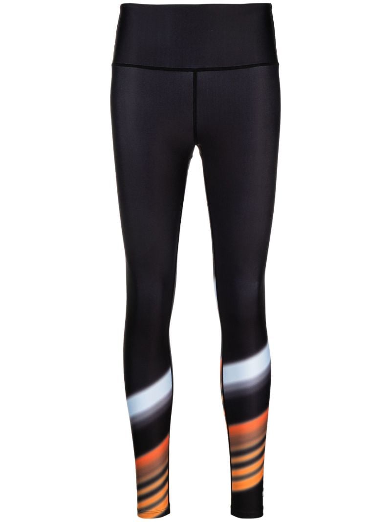 Black Diagonal Stripe Print Leggings