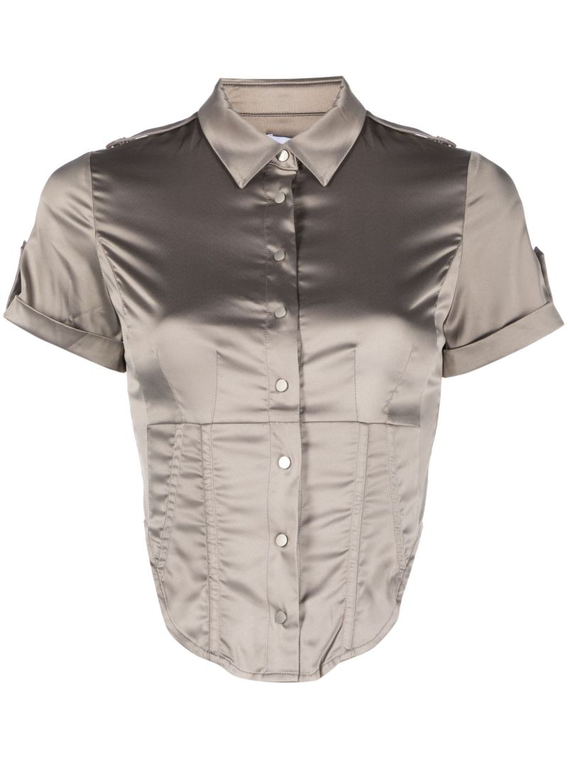 Grey Max Short-sleeve Satin Shirt