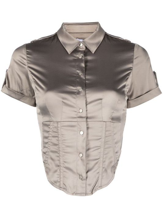 Grey Max Short-sleeve Satin Shirt