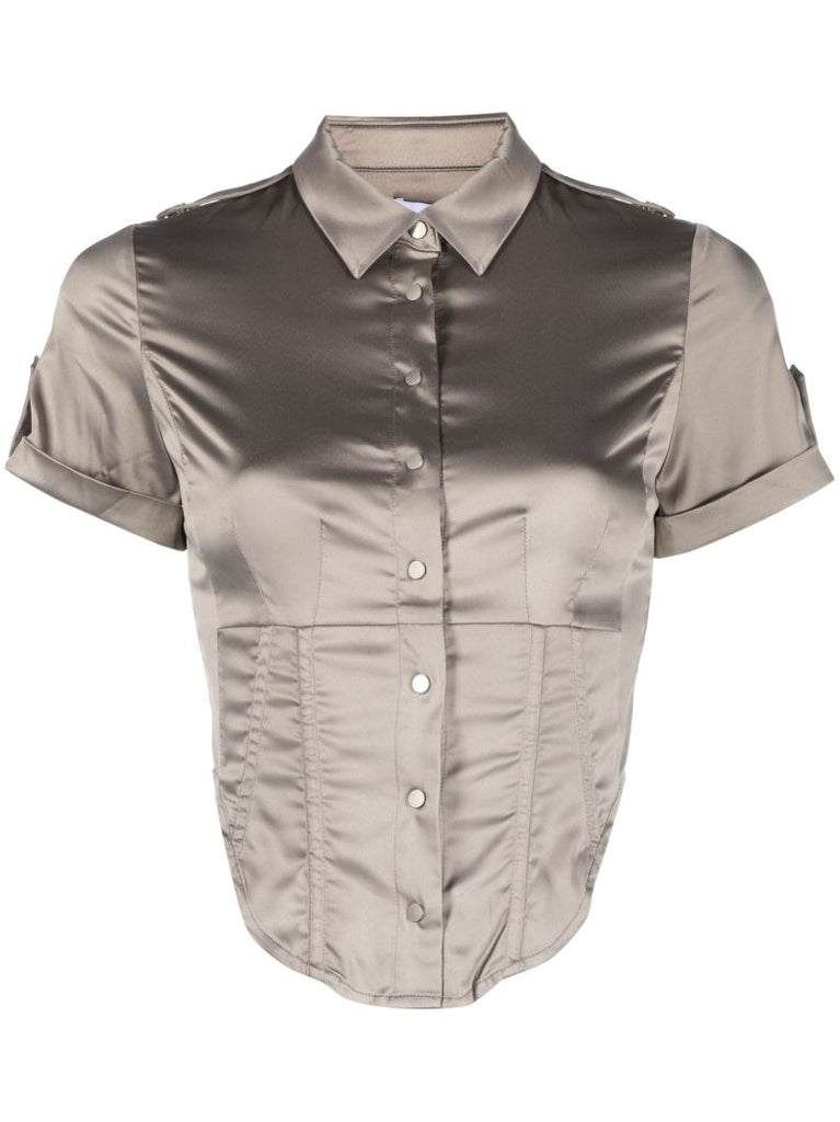 Grey Max Short-sleeve Satin Shirt