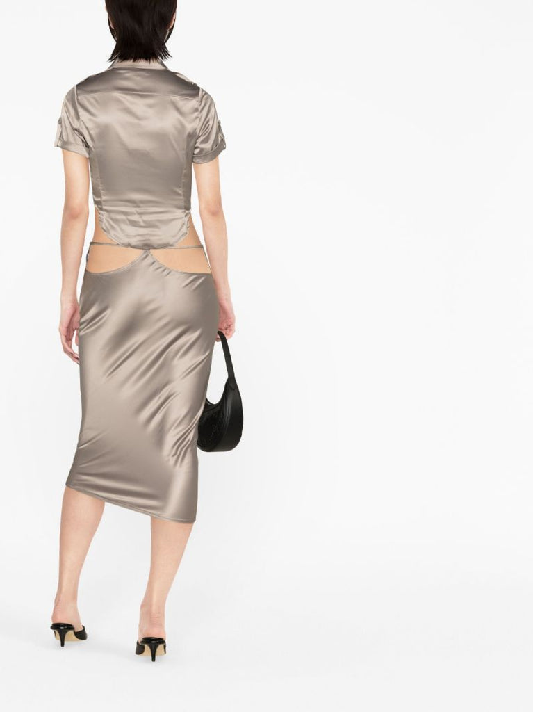 Grey Max Short-sleeve Satin Shirt