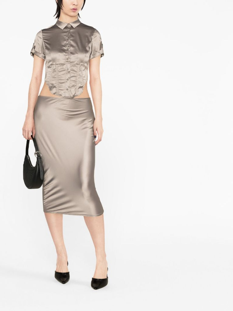Grey Max Short-sleeve Satin Shirt