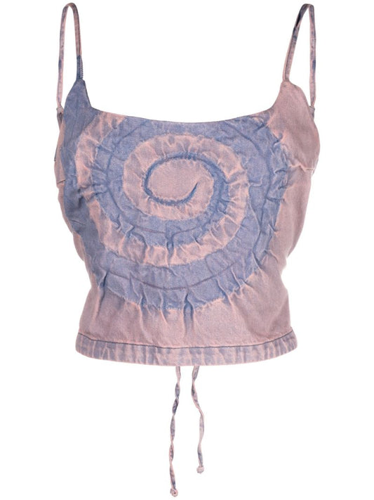 Pink Tie-back Denim Top