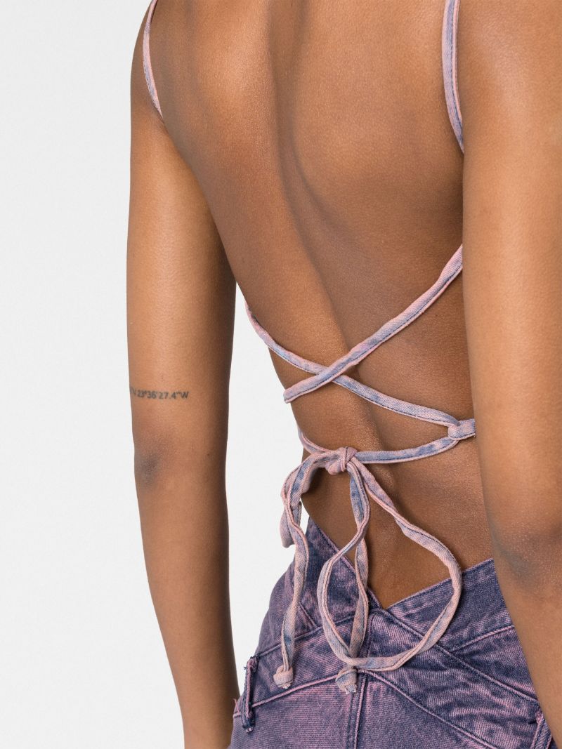 Pink Tie-back Denim Top