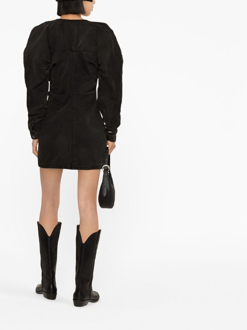 Black Draped Denim Mini Dress