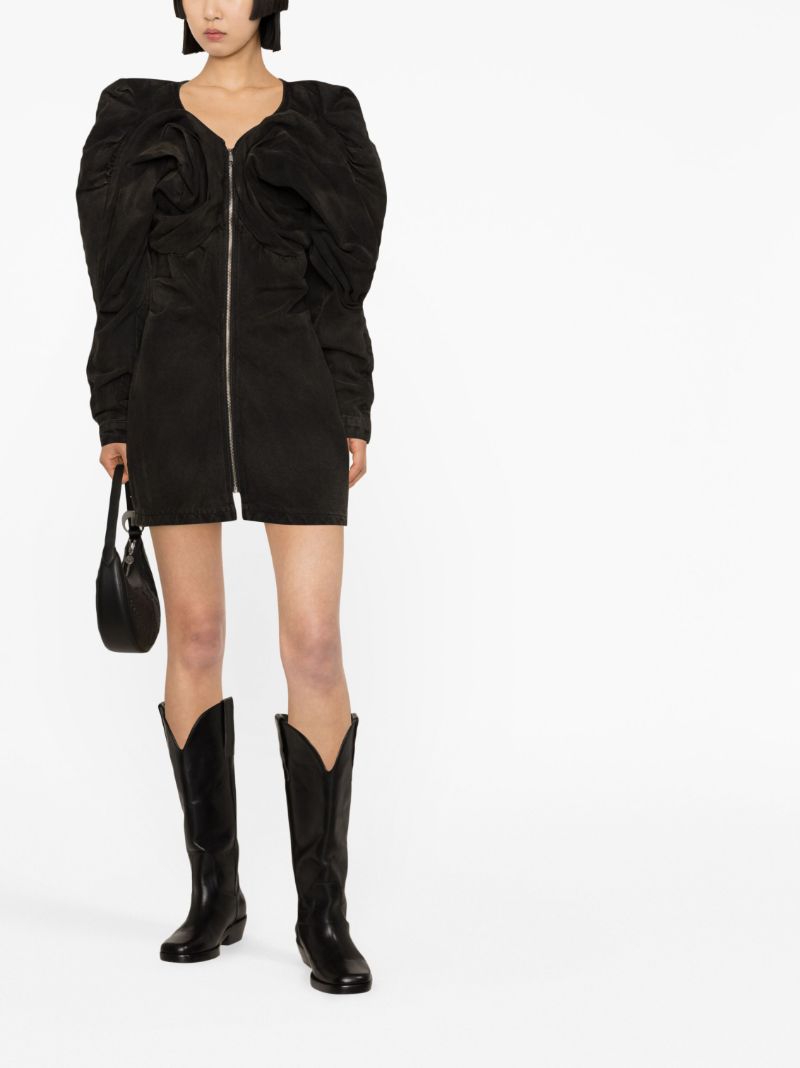 Black Draped Denim Mini Dress