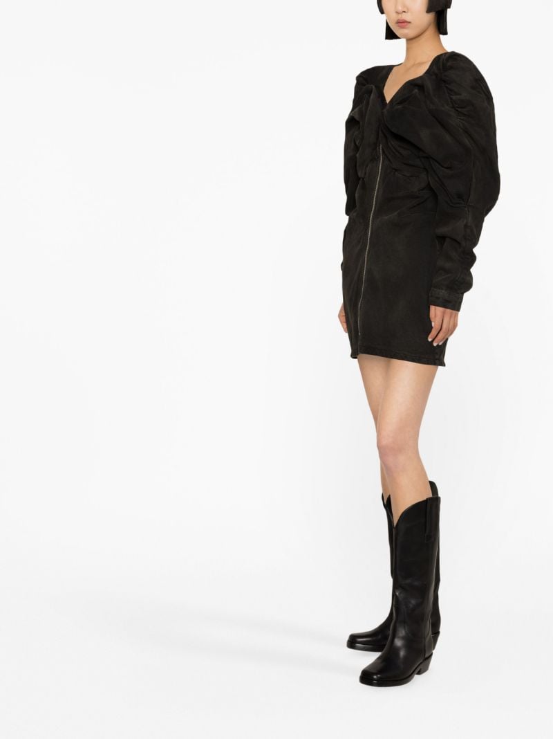 Black Draped Denim Mini Dress