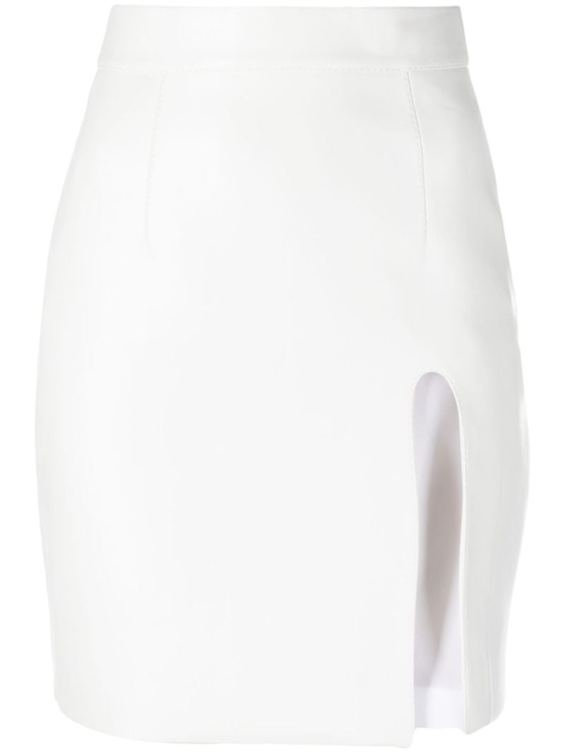 White Front Slit High-waisted Miniskirt