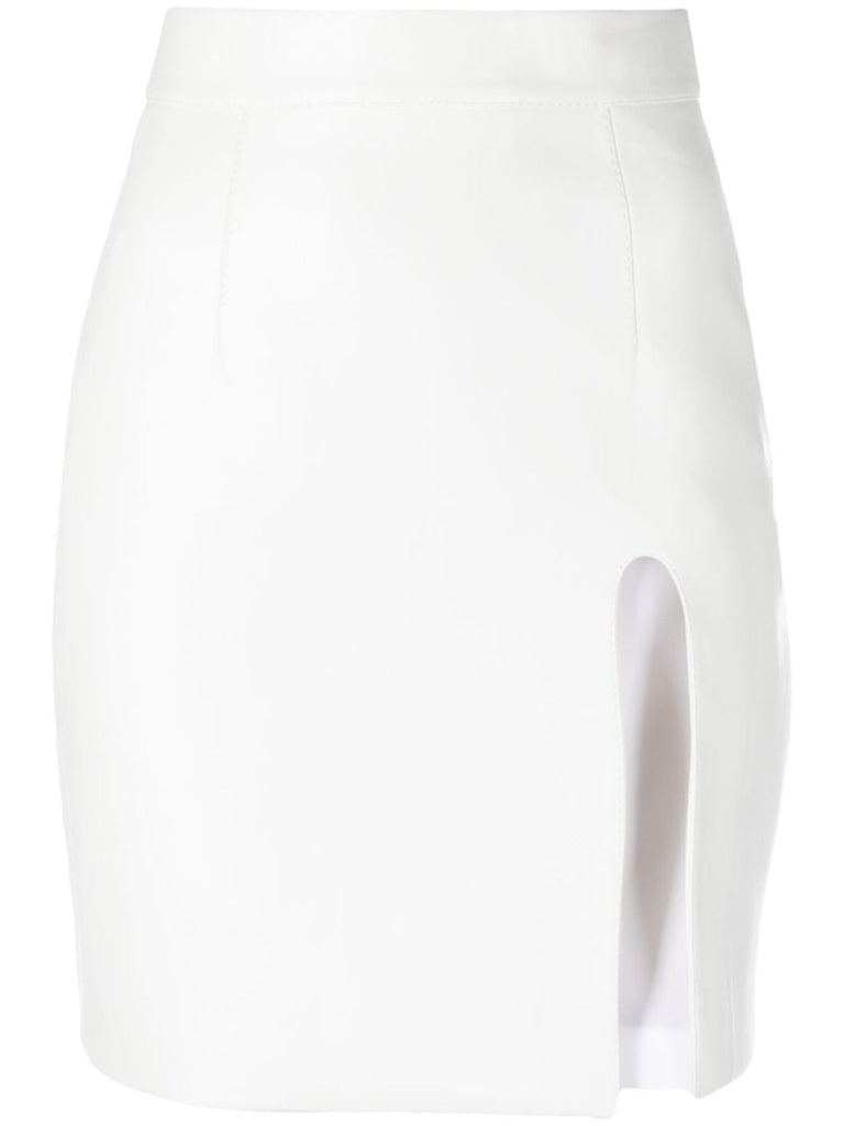 White Front Slit High-waisted Miniskirt