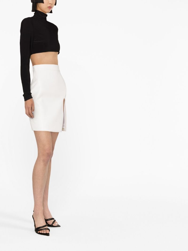 White Front Slit High-waisted Miniskirt