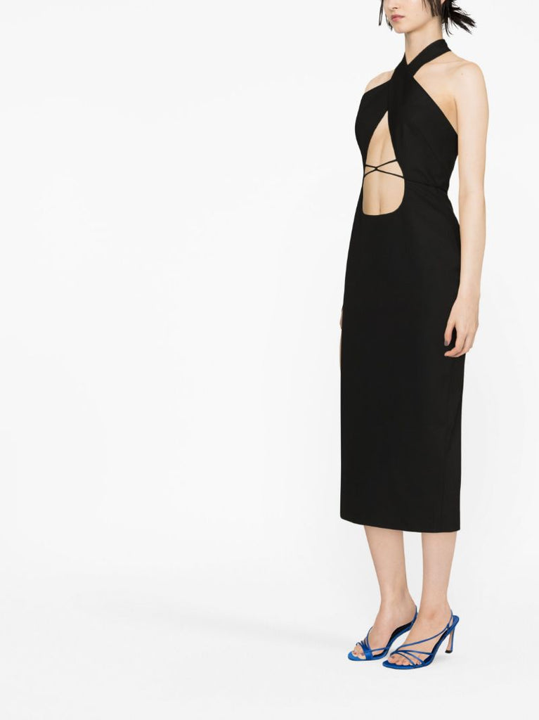 Black Halterneck Cut-out Dress