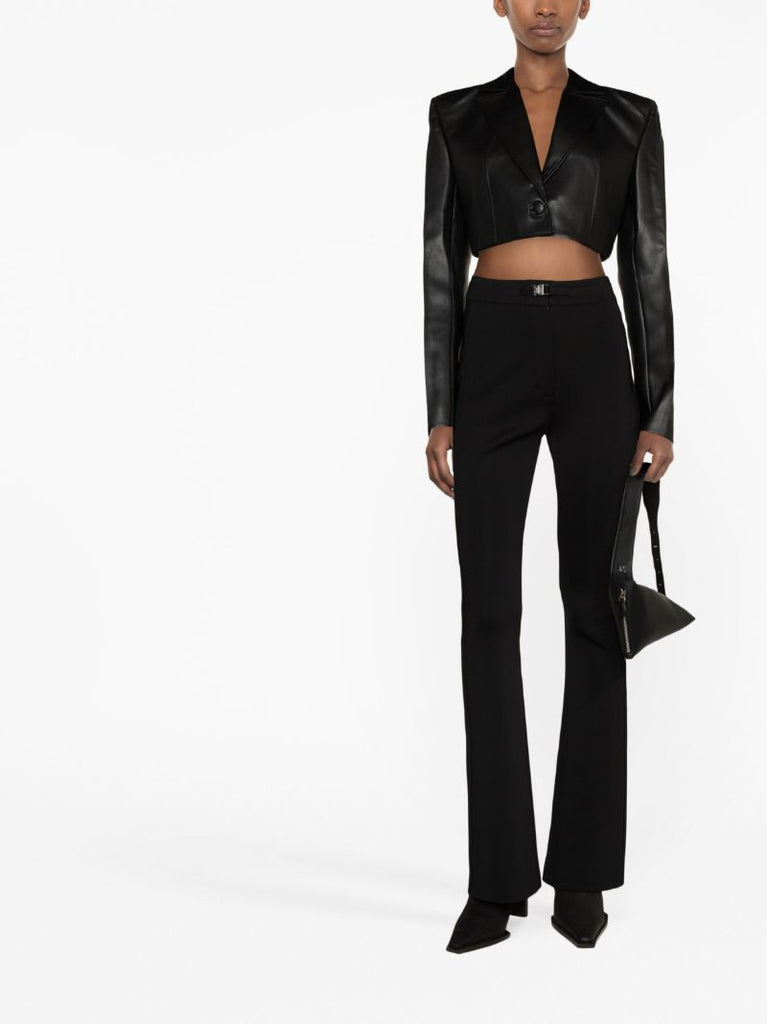 Black Cropped Faux Leather Jacket