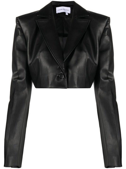 Black Cropped Faux Leather Jacket