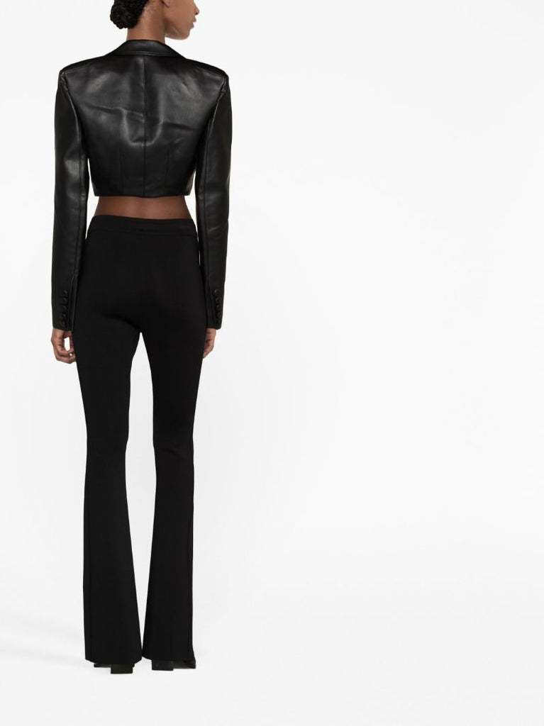 Black Cropped Faux Leather Jacket